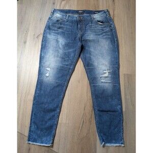 Silver Jeans Size 34 Girlfriend Jeans Distressed Bleach Splatter Stretch Grunge